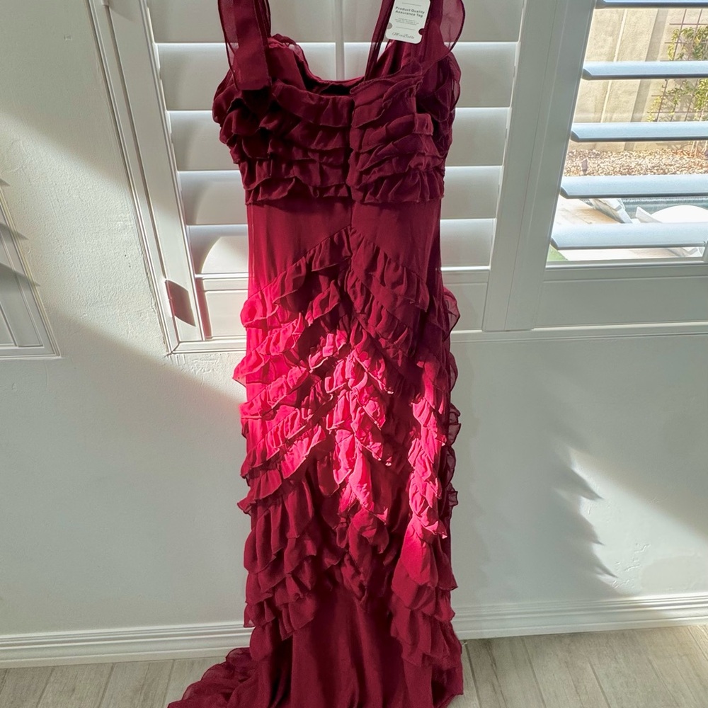 Chic Ruffled Maxi Dress in Deep Red